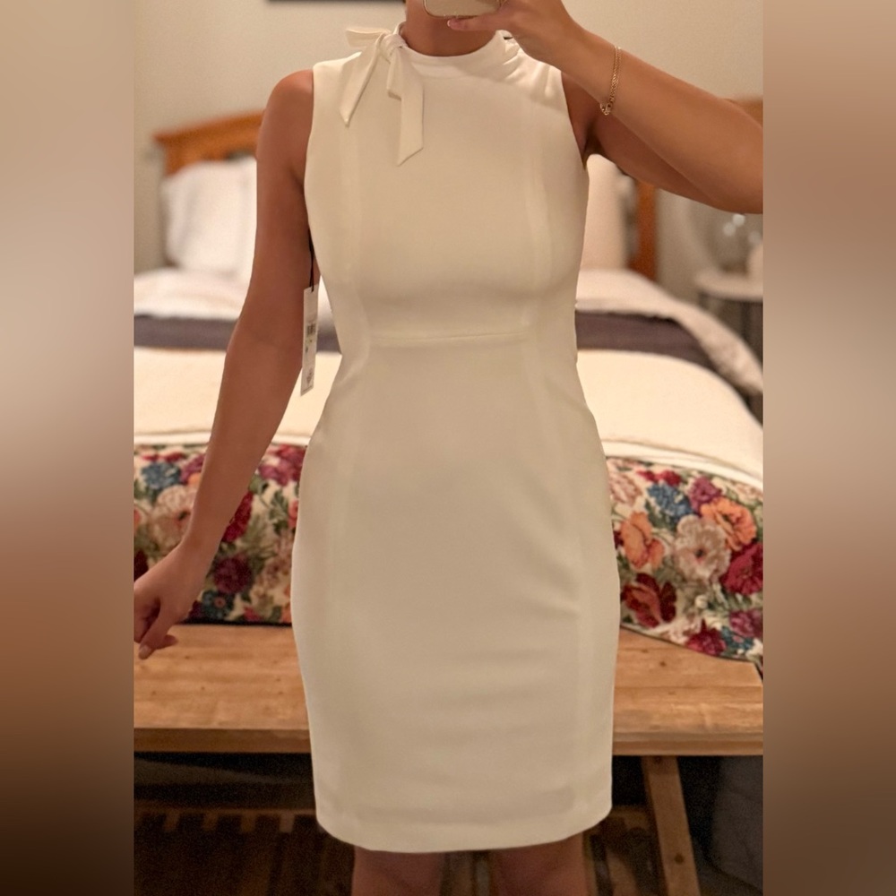 White Bow-neck Calvin Klein Dress